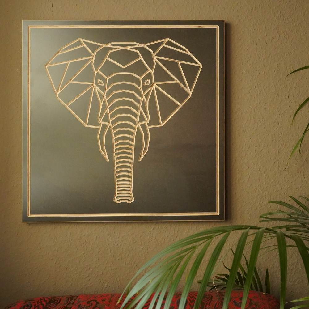 brounas-woodcraft Elefant | Wandbild aus Handgemachtes Holz –